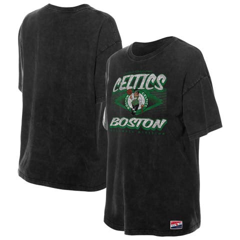 Women's New Era  Black Boston Celtics Throwback Mineral Wash Oversized T-Shirt