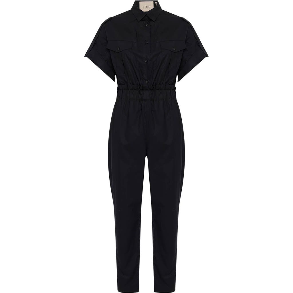Theo The Label Women's Black Echo Paper Bag Jumpsuit In Black