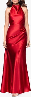 Betsy & Adam Charmeuse Halter Dress