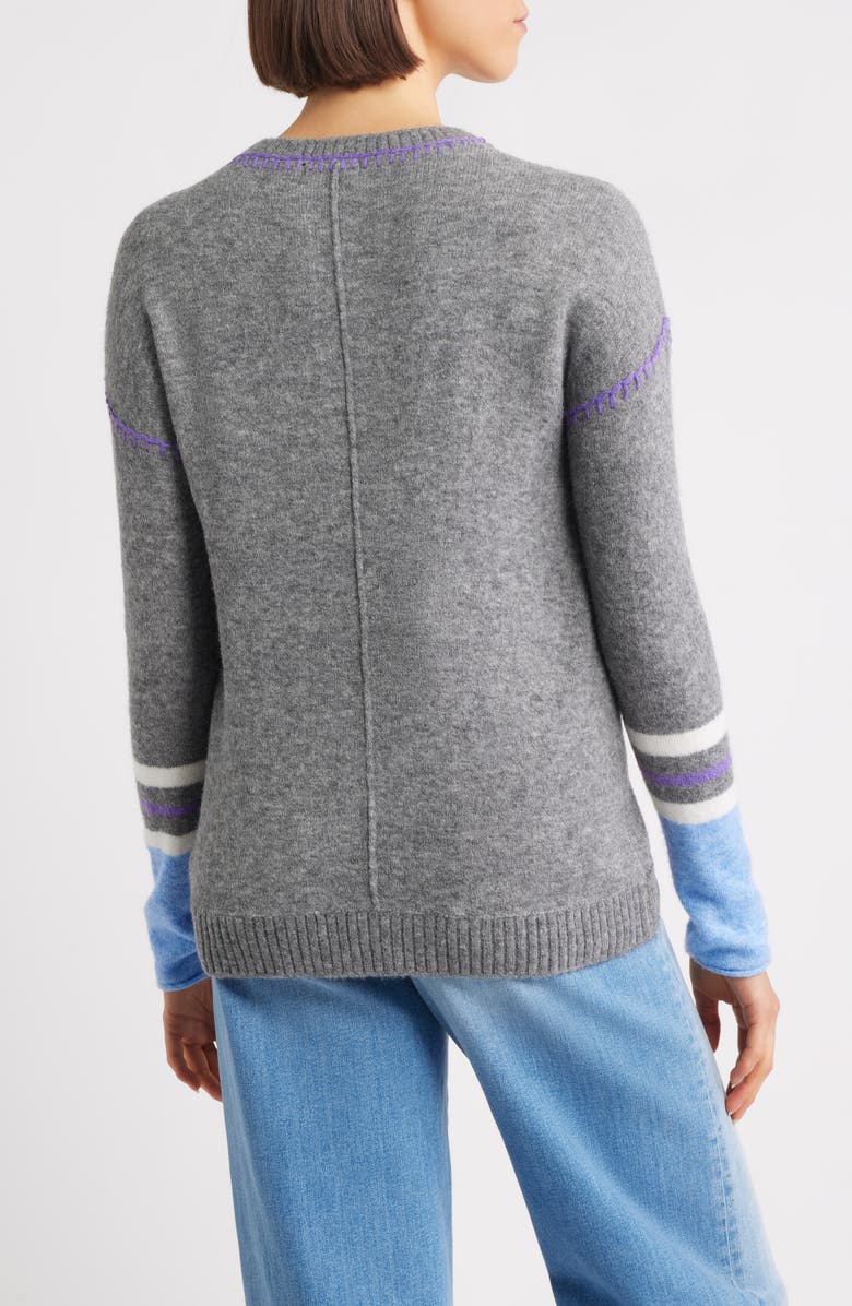 Hatley Charcoal Blanket Stitch Mélange Sweater, Alternate, color, Charcoal