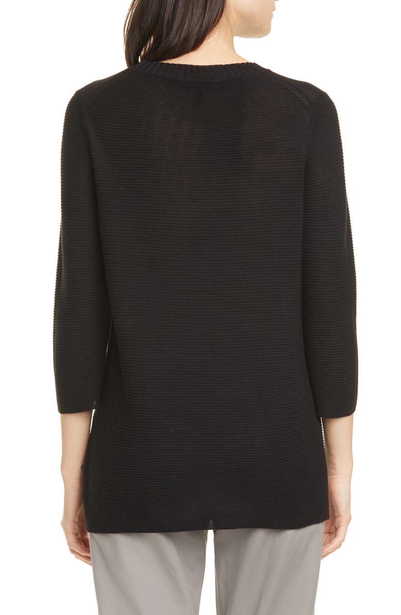 Eileen Fisher Horizontal Ribbed Crewneck Sweater, Alternate, color, 