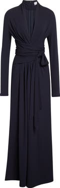 Michael Kors Collection Plunge Neck Tie Waist Palazzo Jumpsuit