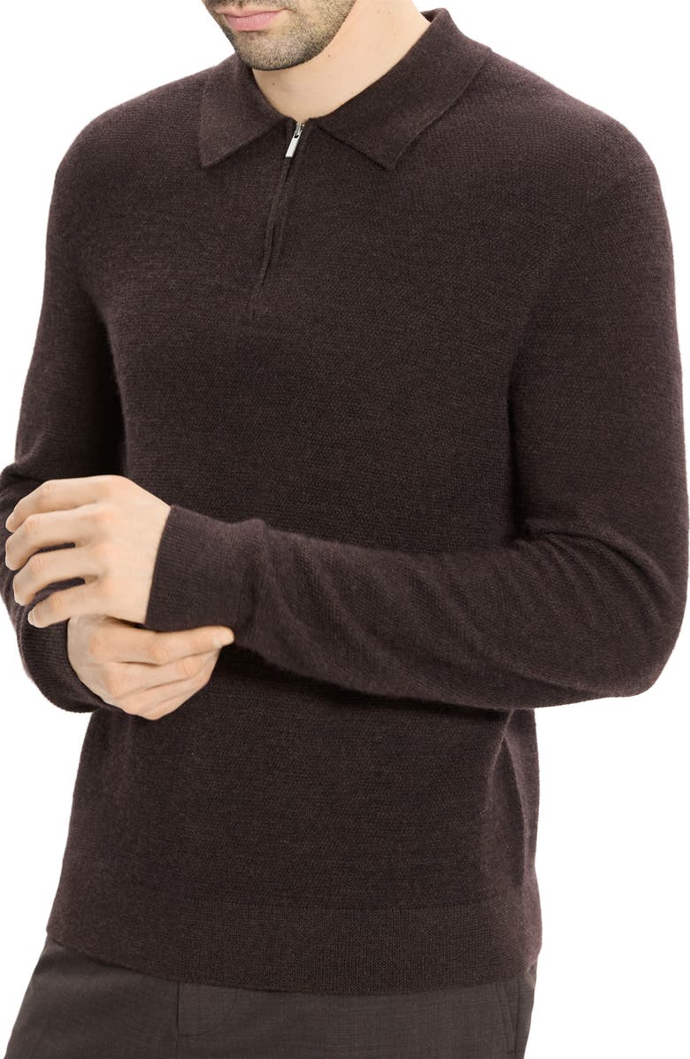 Theory Cyr Quarter Zip Cashmere Sweater, Alternate, color, Brownwood Melange