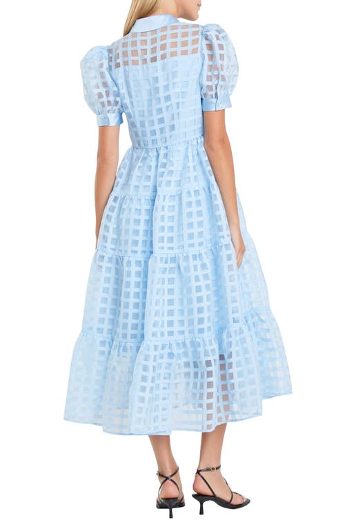 ENGLISH FACTORY ENGLISH FACTORY GRID PATTERN TIERED MIDI SHIRTDRESS 