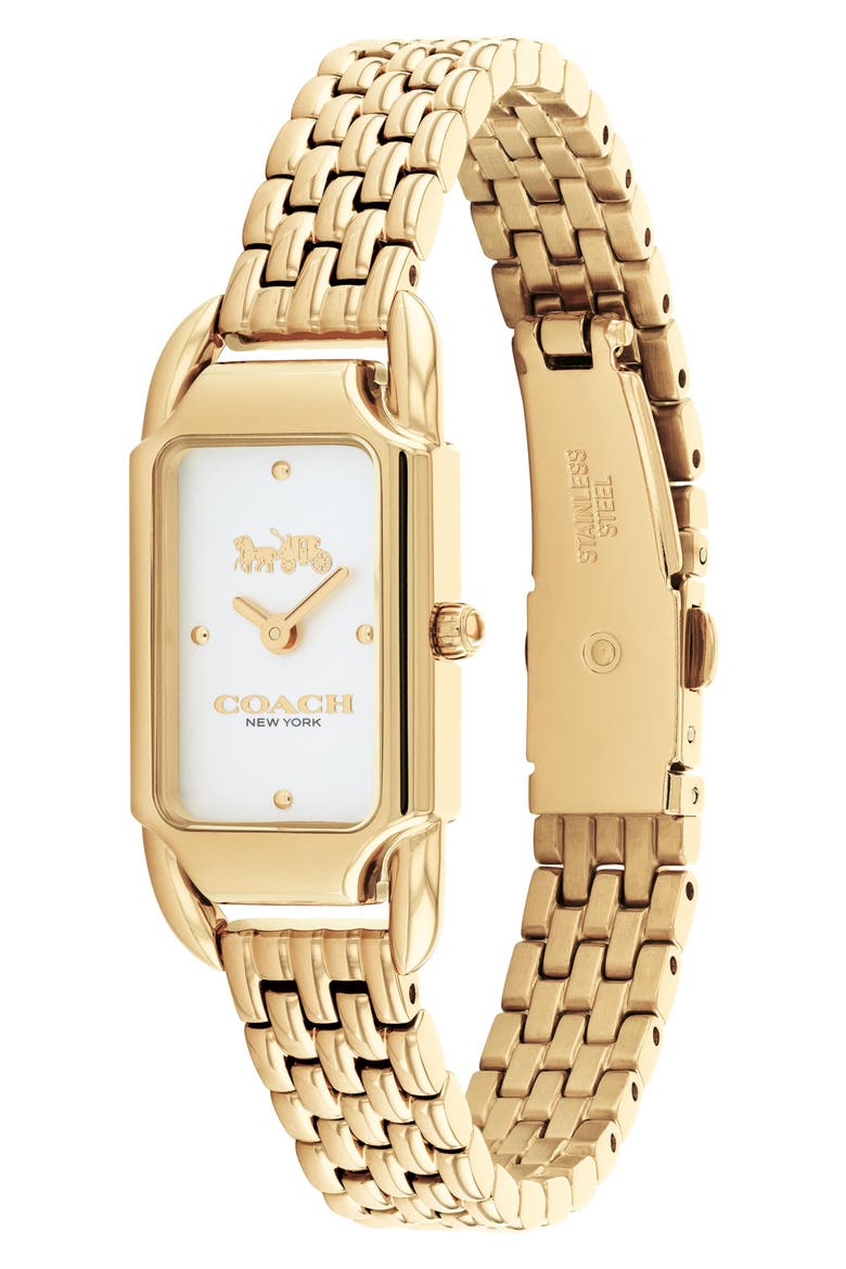 Cadie Rectangular Bracelet Watch, 17.5mm x 28.5mm, Alternate, color, GOLD