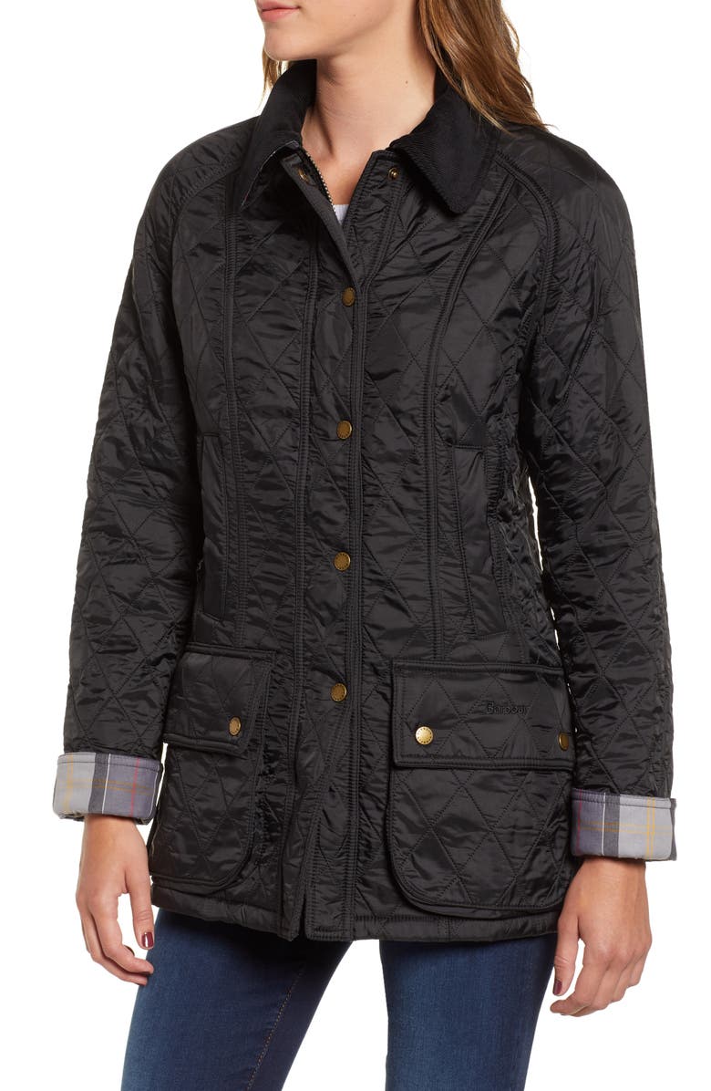 Barbour Beadnell Quilted Jacket, Alternate, color, Black/Black
