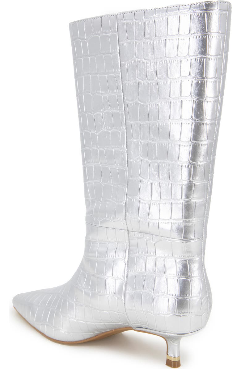 Kenneth Cole Meryl Pointed Toe Kitten Heel Boot, Alternate, color, Silver Croco