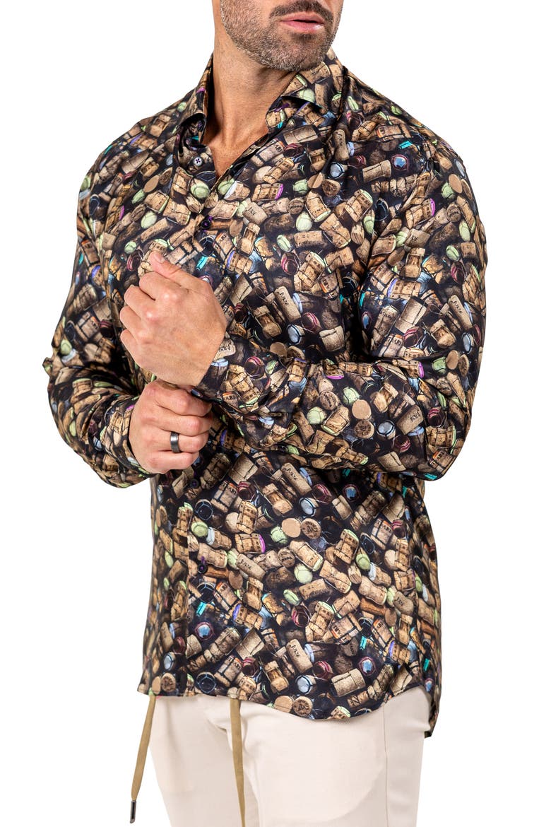 Fibonacci Marthyr 0243 Contemporary Fit Button-Up Shirt, Alternate, color, BLACK
