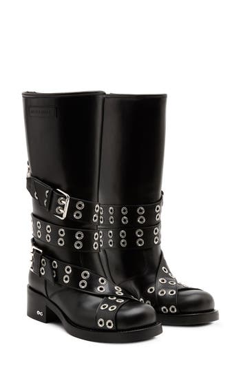 Mach&mach Mach & Mach Buckle Belt Moto Boot In Black