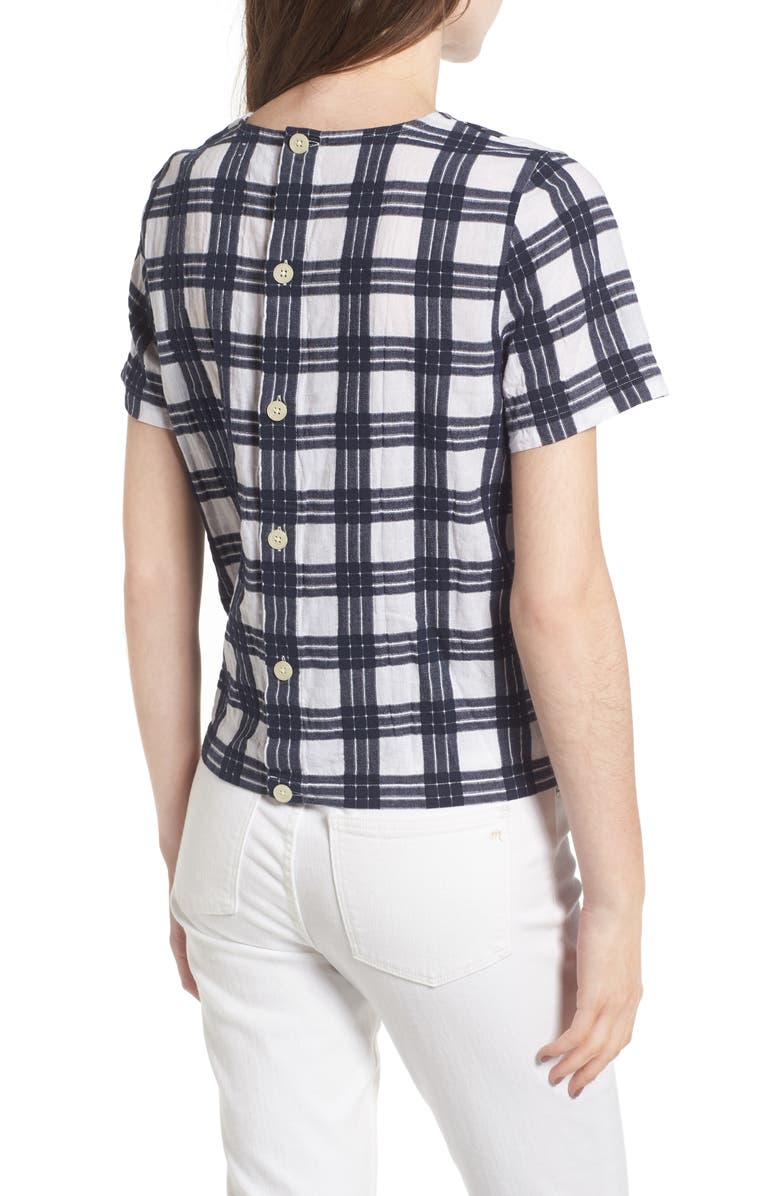Madewell Plaid Tie Front Blouse, Alternate, color,
