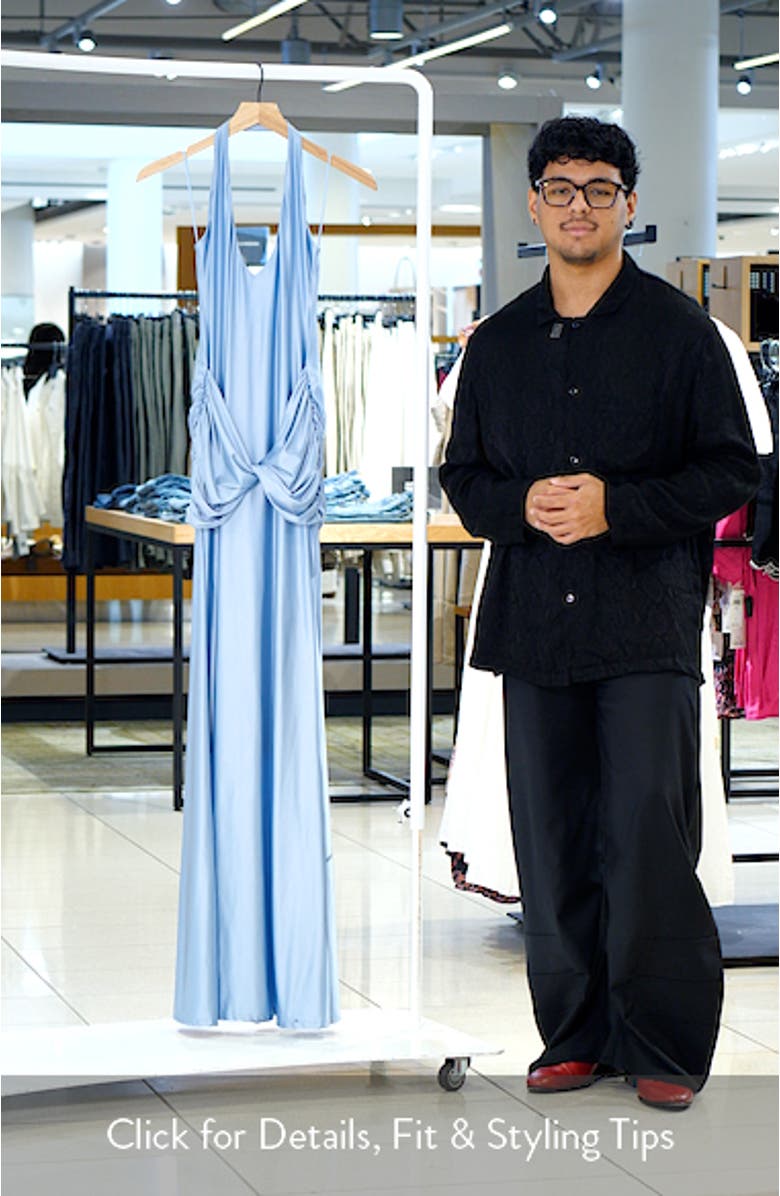 Soraya Halter Neck Satin Jersey Gown, sales video thumbnail