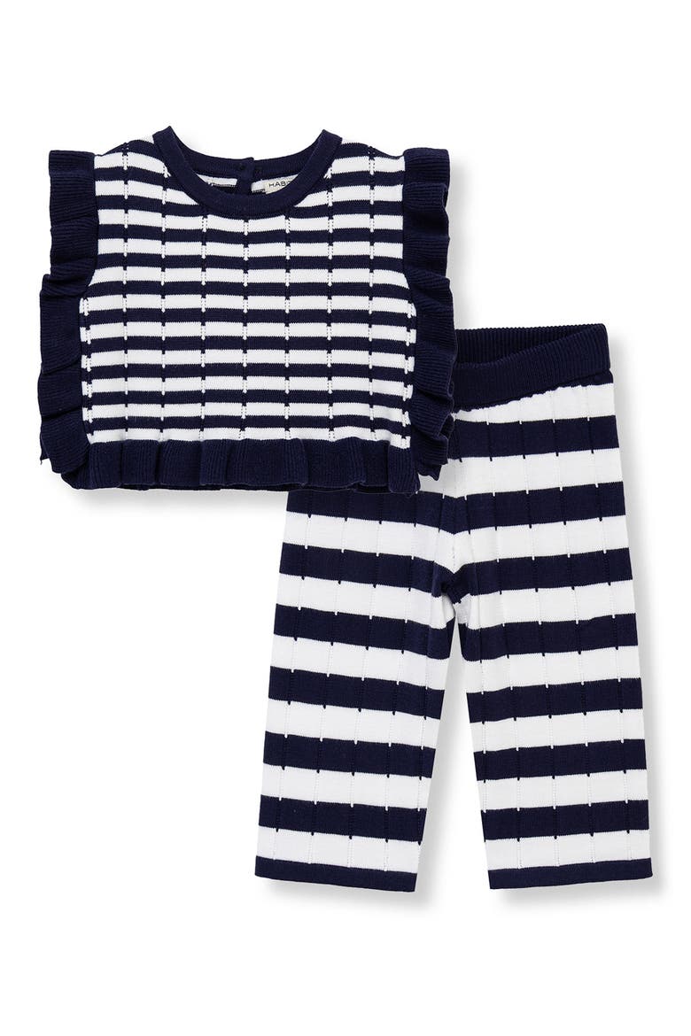 Mixed Stripe Top & Pants Set, Main, color, BLUE