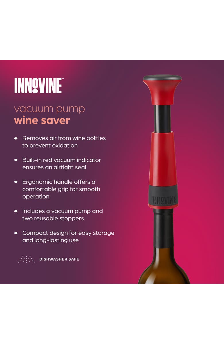 Innovine Vacuum Pump Wine Saver, Alternate, color, Raspberry