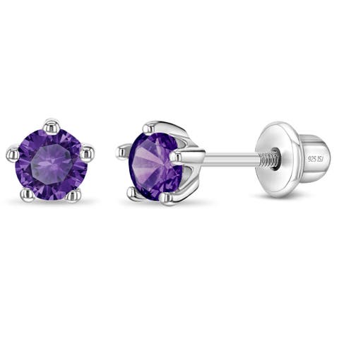 Classic Cubic Zirconia Birthstone Solitaire Earrings