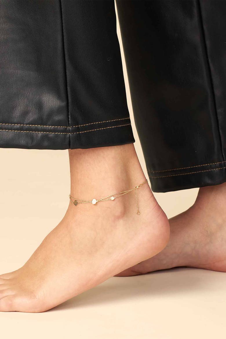 14K Yellow Gold Honey Station Anklet, Alternate, color, Yellow Gold