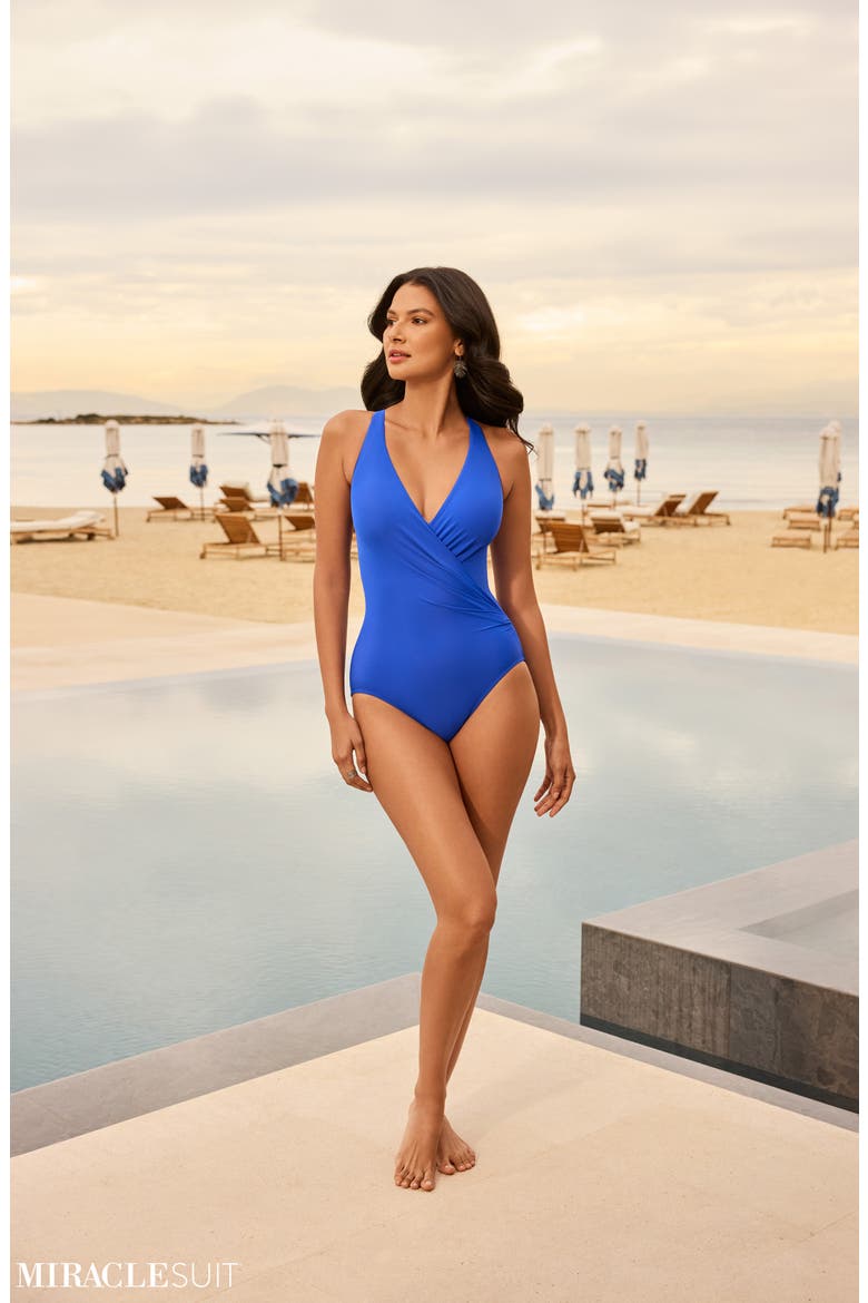Wrapsody One-Piece Swimsuit, Alternate, color, DELPHINE BLUE