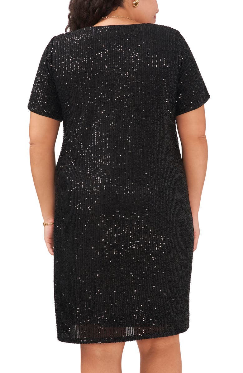 Vince Camuto V-Neck Sequin Shift Dress, Alternate, color, 