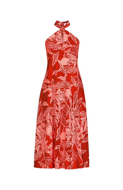 Lands' End Cotton Modal Halter Midi Dress In Red