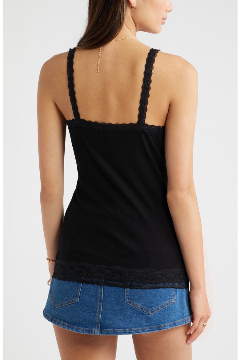 Lace Trim Camisole, Alternate, color, BLACK