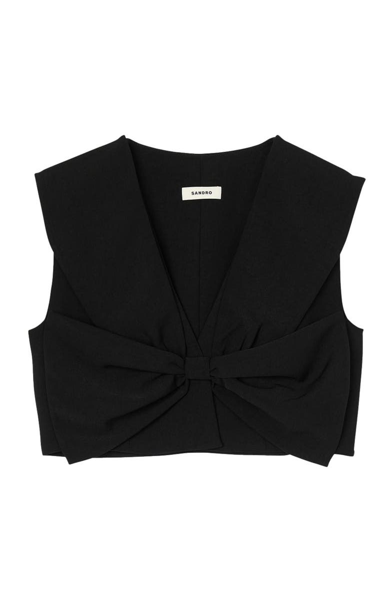 SANDRO Satin-effect crop top, Alternate, color, Black