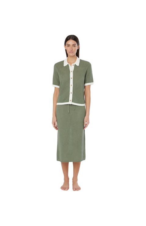 Linen Knit Button Up