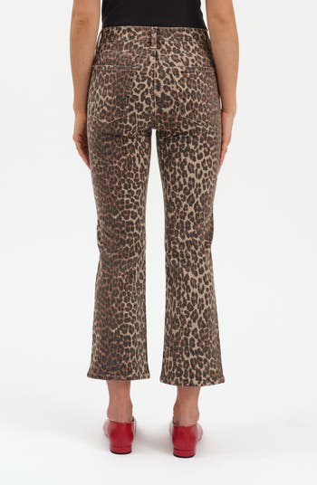 Shy Leopard Print Kick Flare Jeans