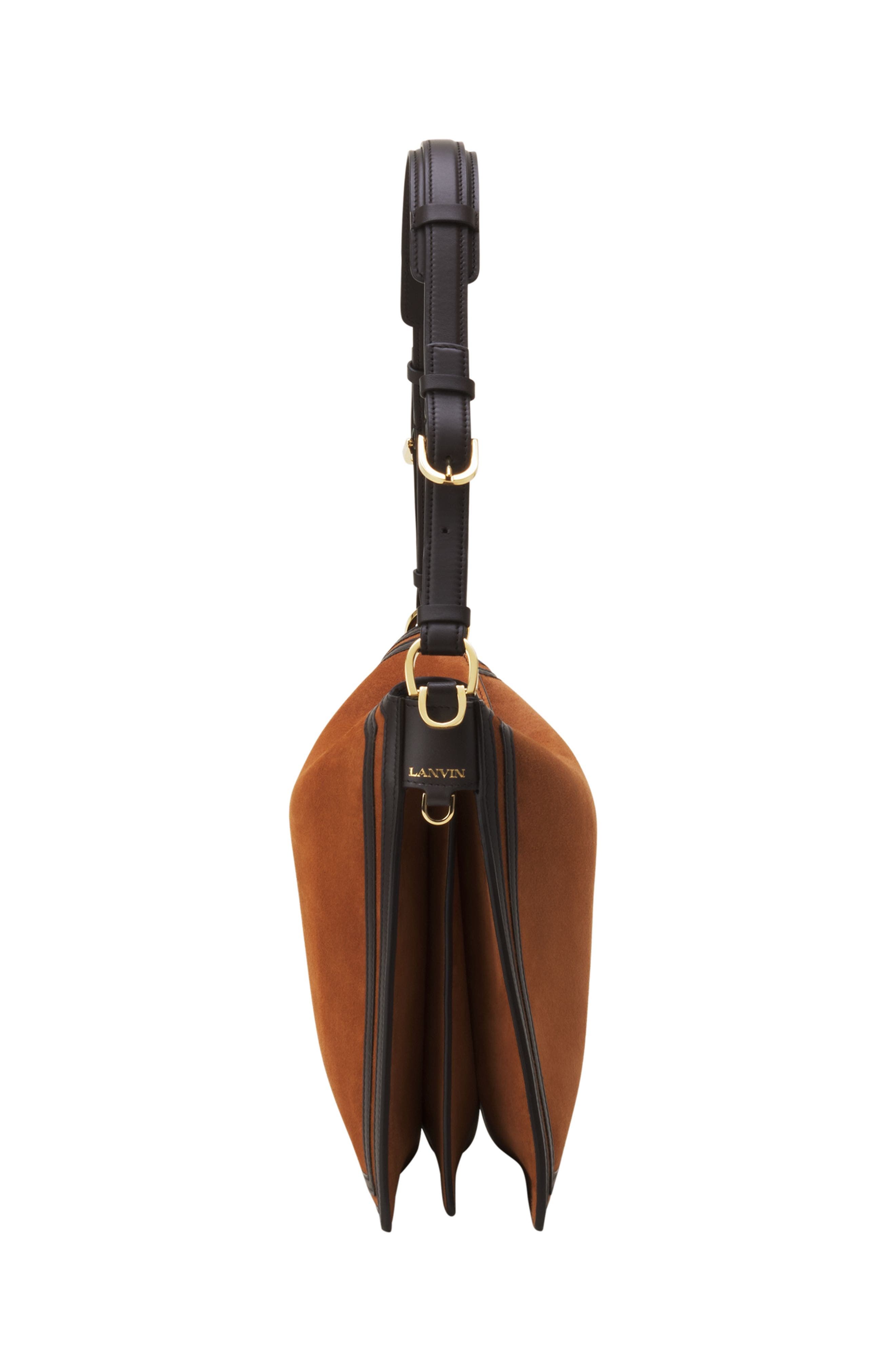 Compagnon Asymmetrical Bag In Suede, Alternate, color, Chestnuts