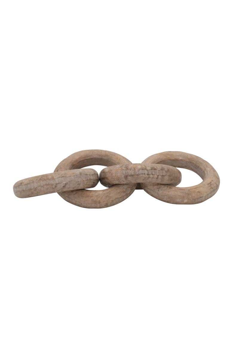 Storied Home Mango Wood Carved Chain, 4 Rings, Main, color, Natural