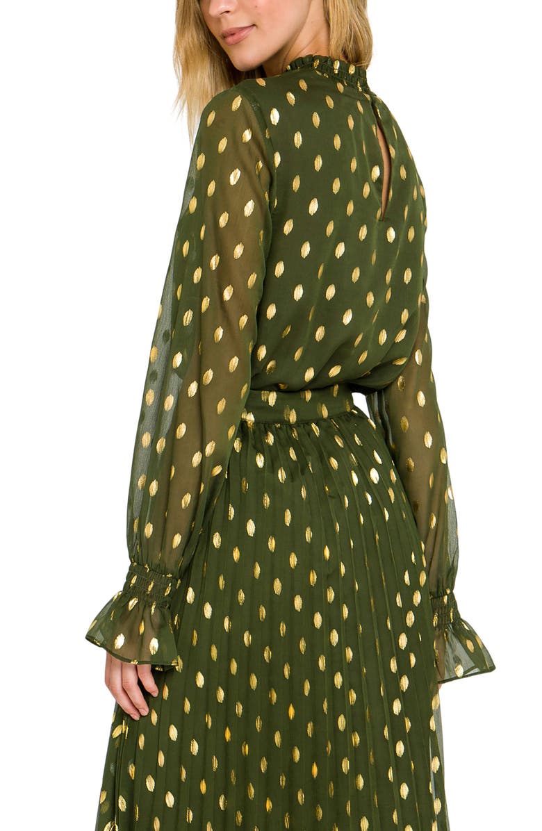 Endless Rose Metallic Polka Dot Chiffon Top, Alternate, color, Green