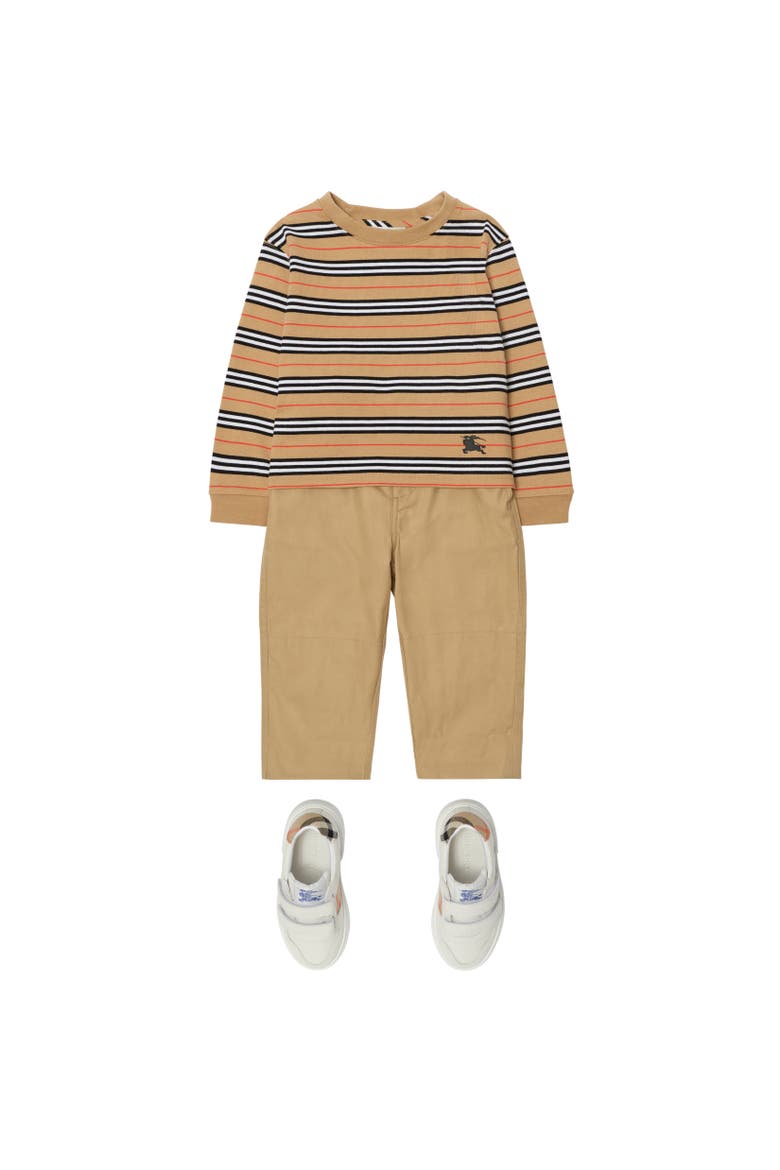 Long-sleeve Icon Stripe Cotton T-shirt, Alternate, color, Sand beige