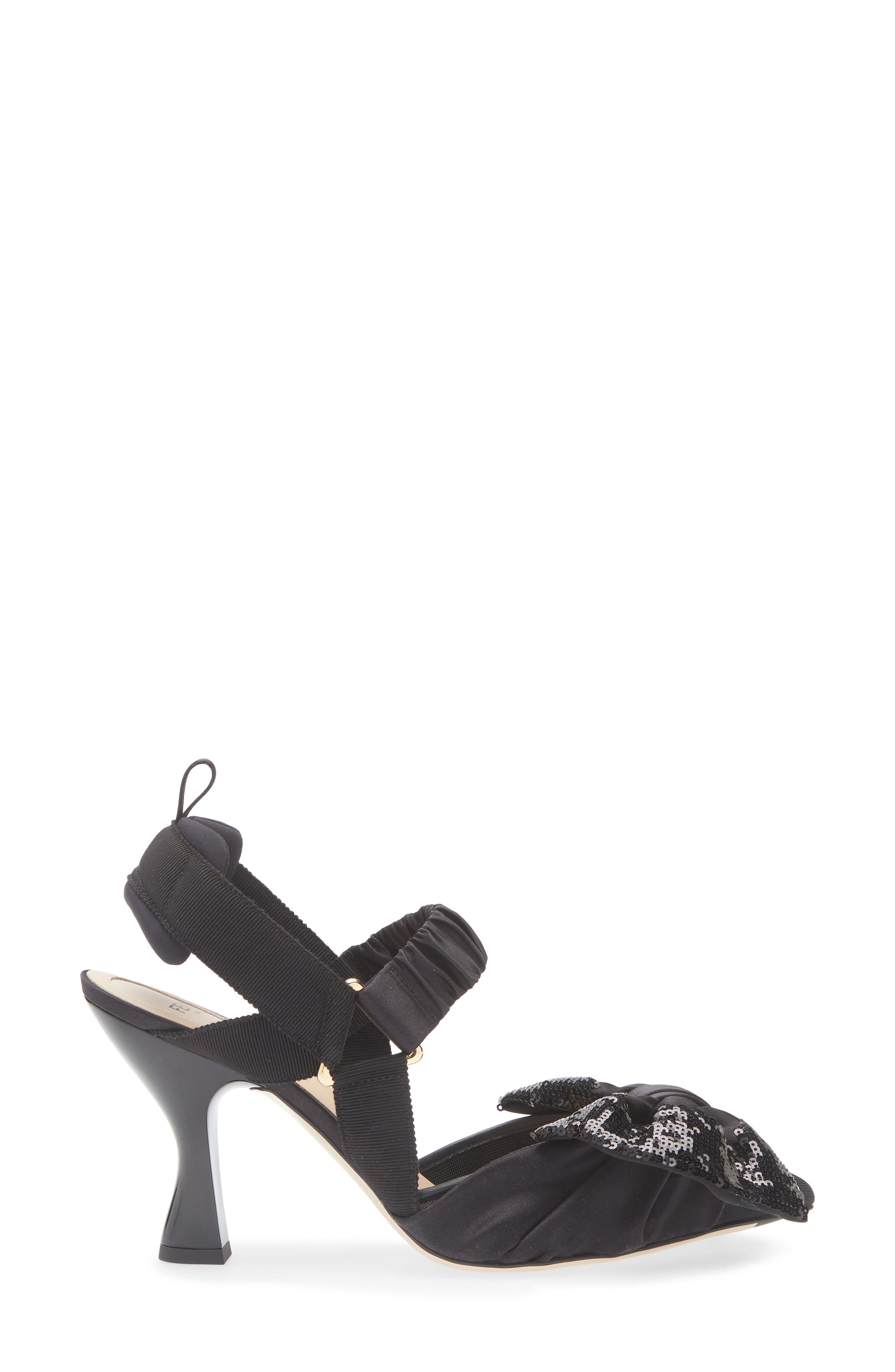 Fendi Colibri Bow Slingback Pump, Alternate, color, Black