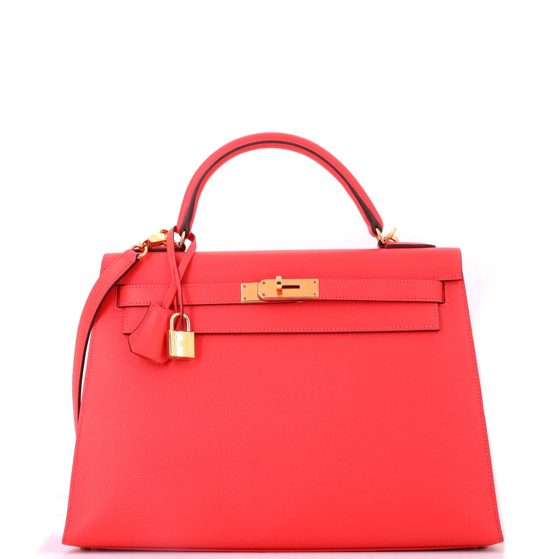 Pre-Owned Hermes Kelly Handbag Red Epsom with Gold Hardware 32, Main, color, Rouge Pivoine