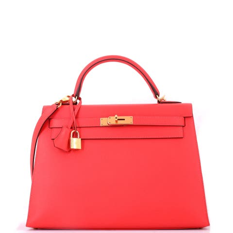 Kelly Handbag Red Epsom with Gold Hardware 32