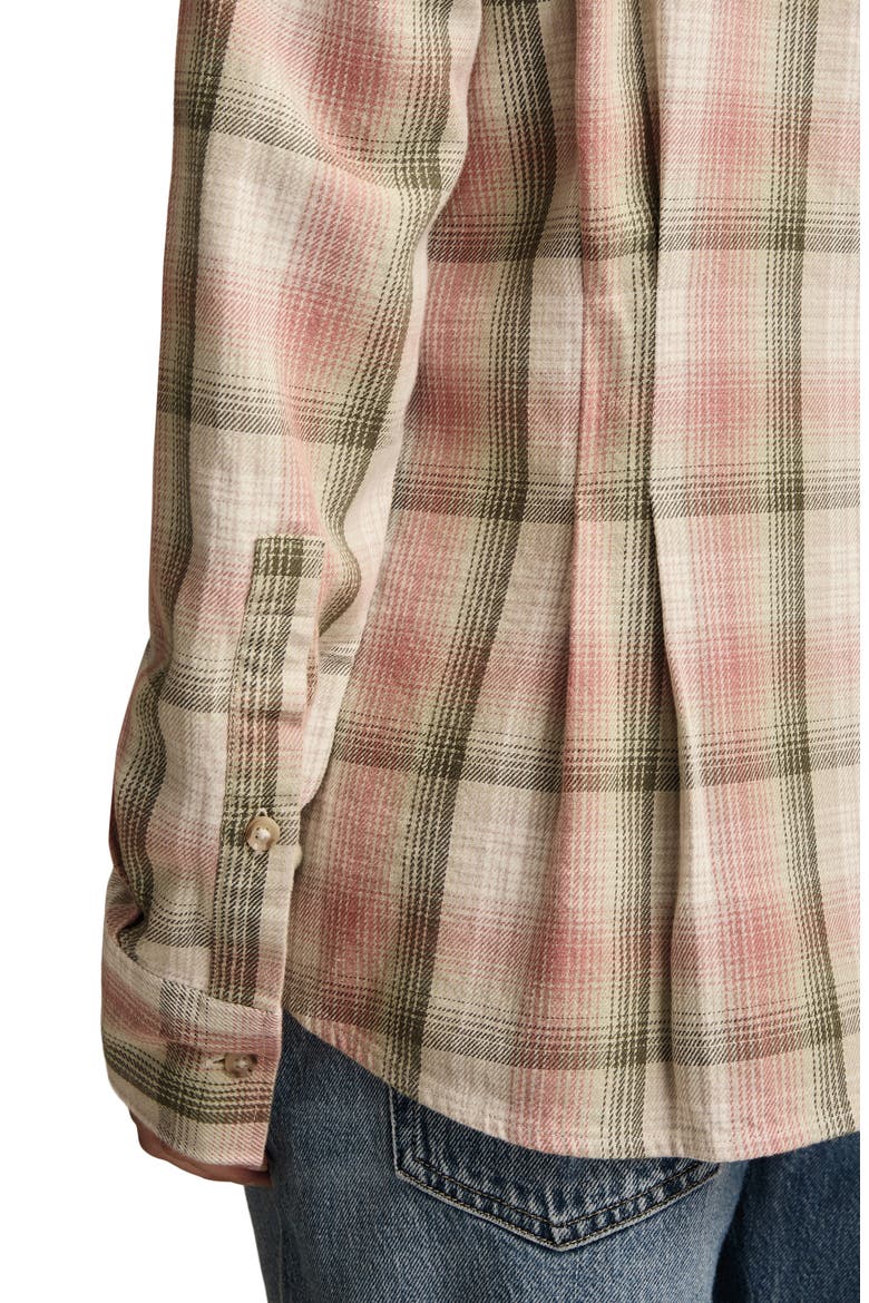 Plaid Button-Up Cotton Shirt, Alternate, color, PINK PLAID