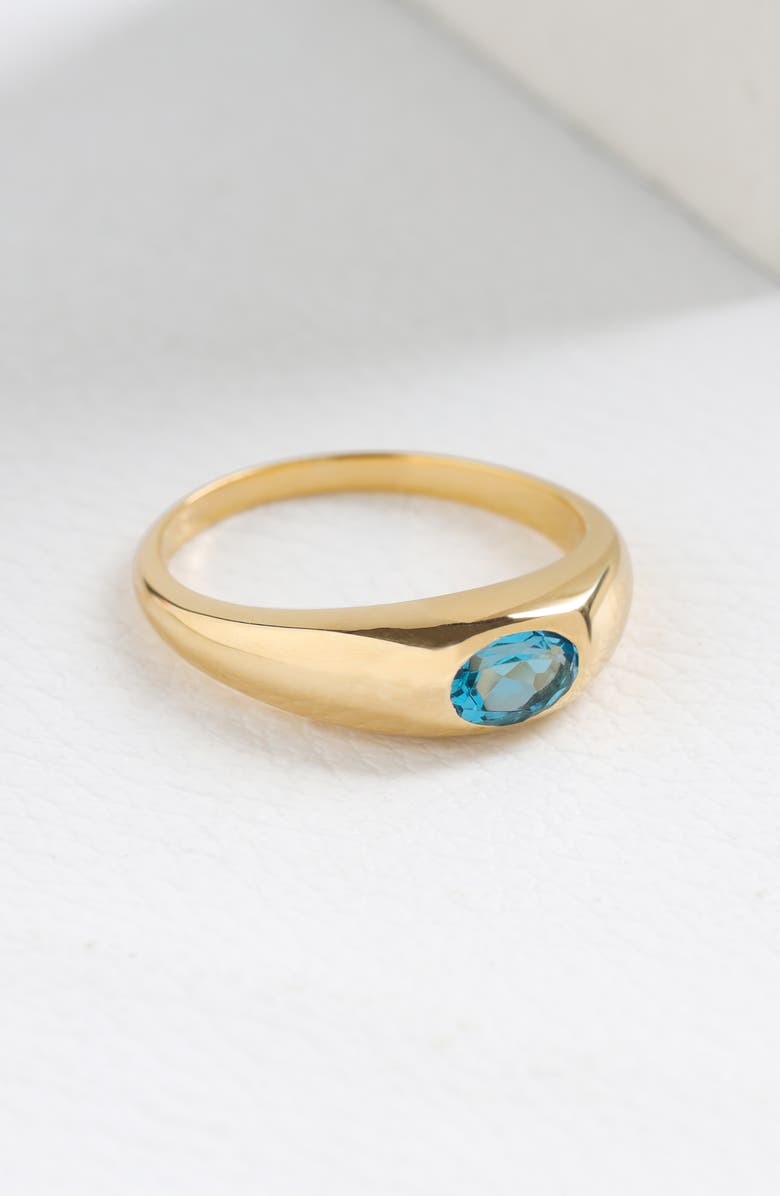 YS GEMS Swiss Blue Topaz Signet Ring, Alternate, color, Blue