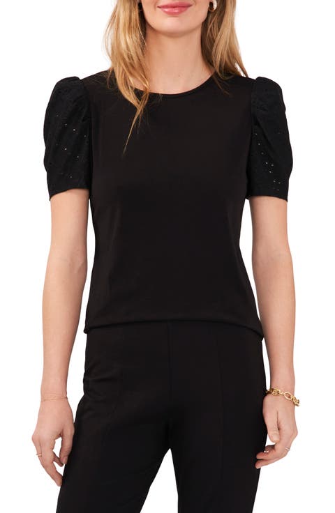 Eyelet Sleeve Knit Top