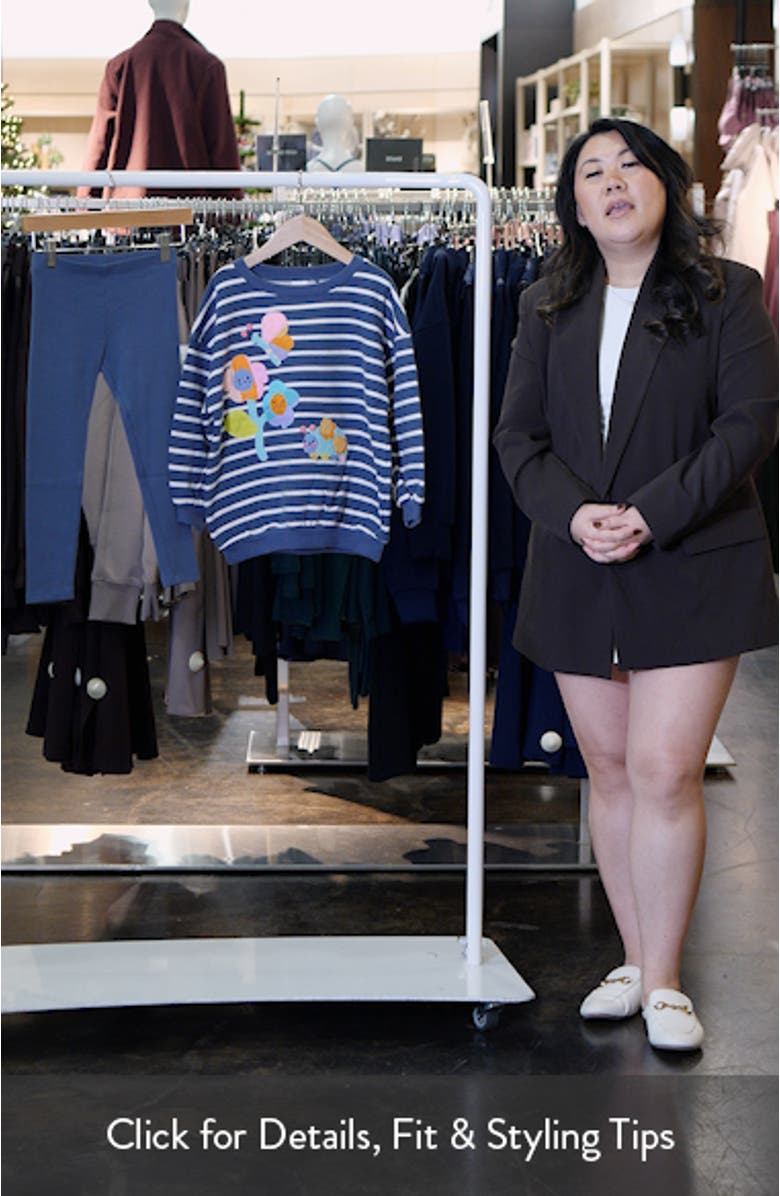 Kids' Stripe Floral Appliqué Graphic Sweatshirt & Rib Leggings Set, sales video thumbnail