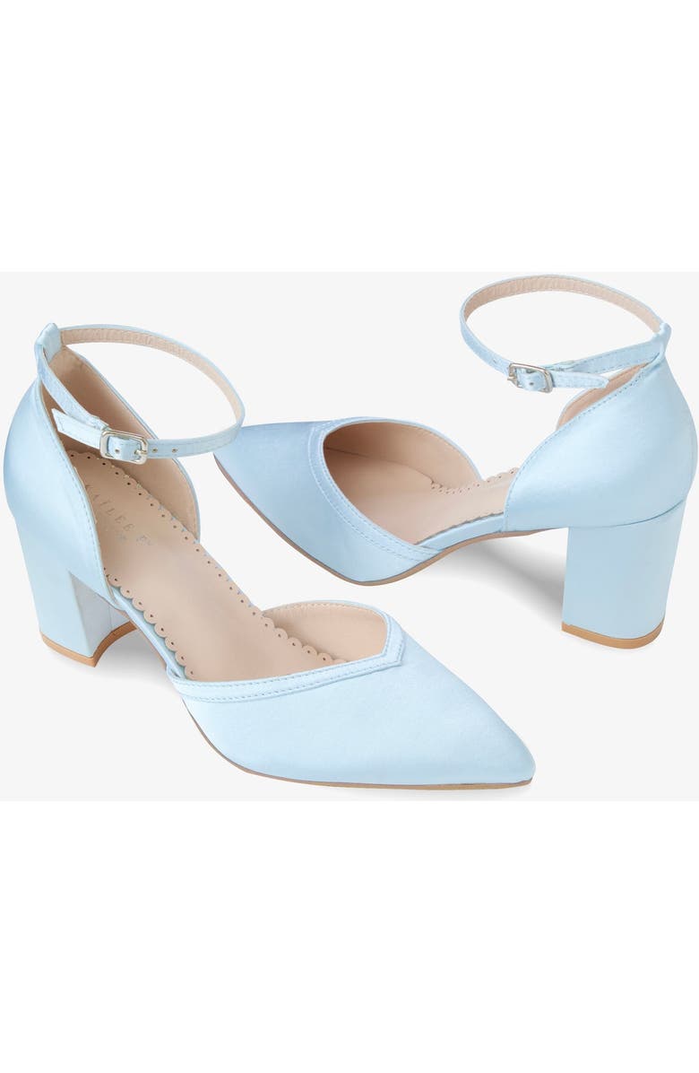 Kailee P Sally Satin Block Heels Wedding Shoes, Alternate, color, Light Blue