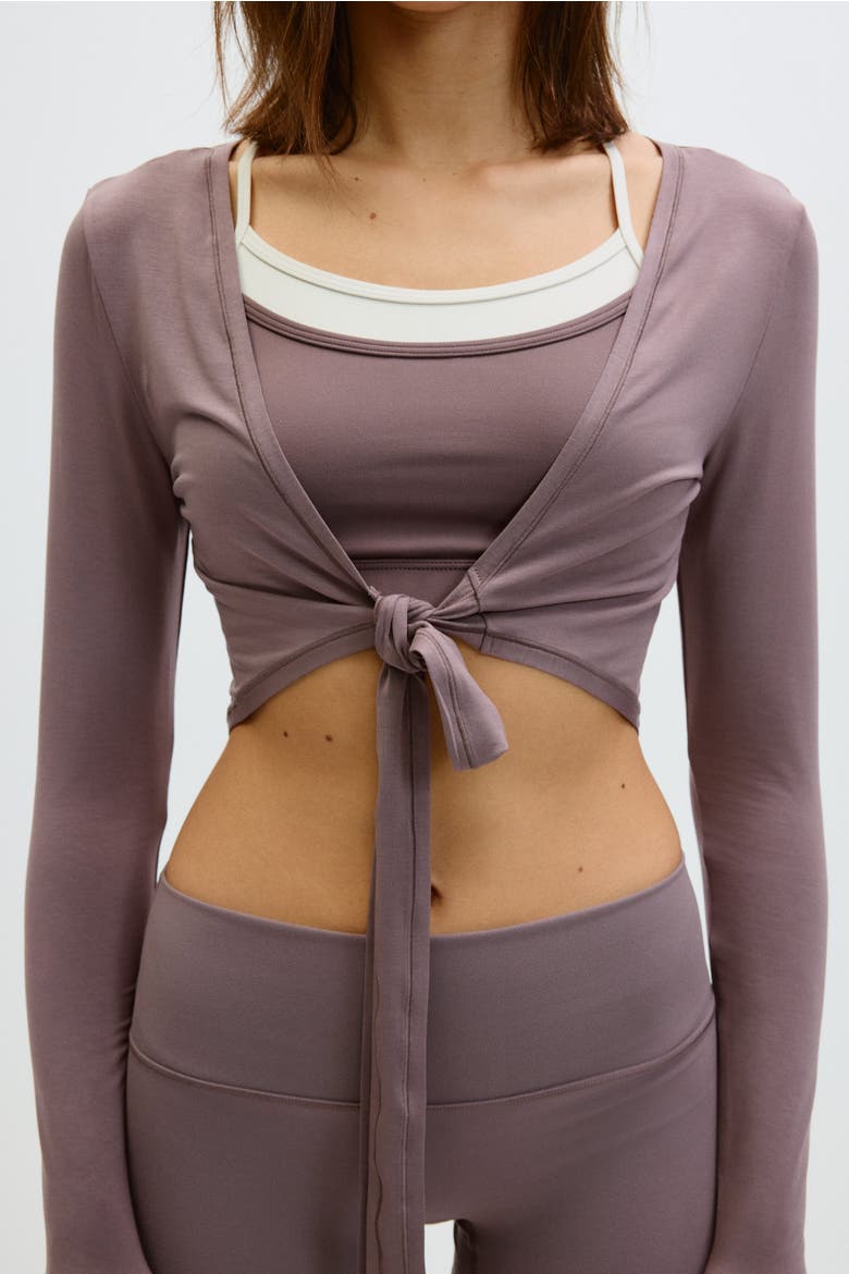 Cropped Long-sleeved Yoga Top, Main, color, Dusty mauve