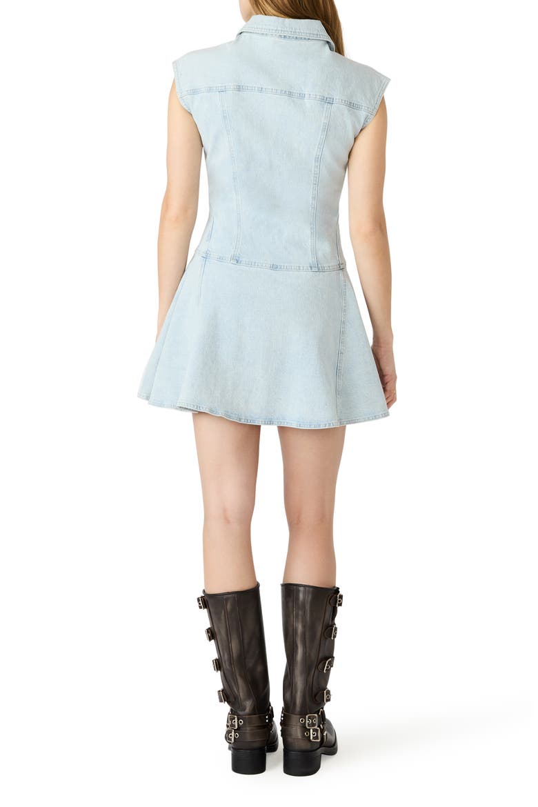 Liya Flare Denim Minidress, Alternate, color, SULPHUR SPRING