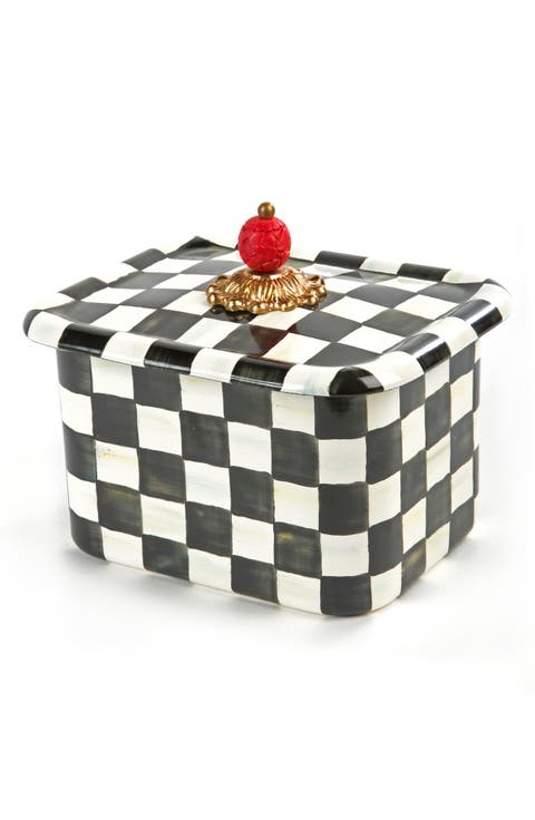 Courtly Check Enameled Steel Recipe Box