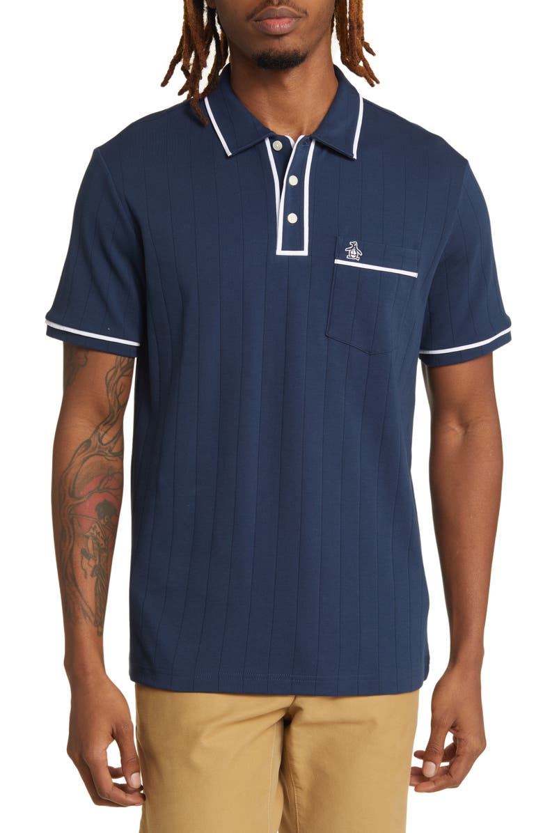 Original Penguin Tipped Drop Needle Organic Cotton Polo, Main, color,