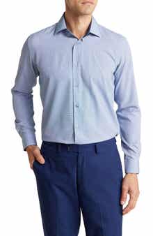 TOM BAINE Performance Mini Plaid Button-Down Dress Shirt