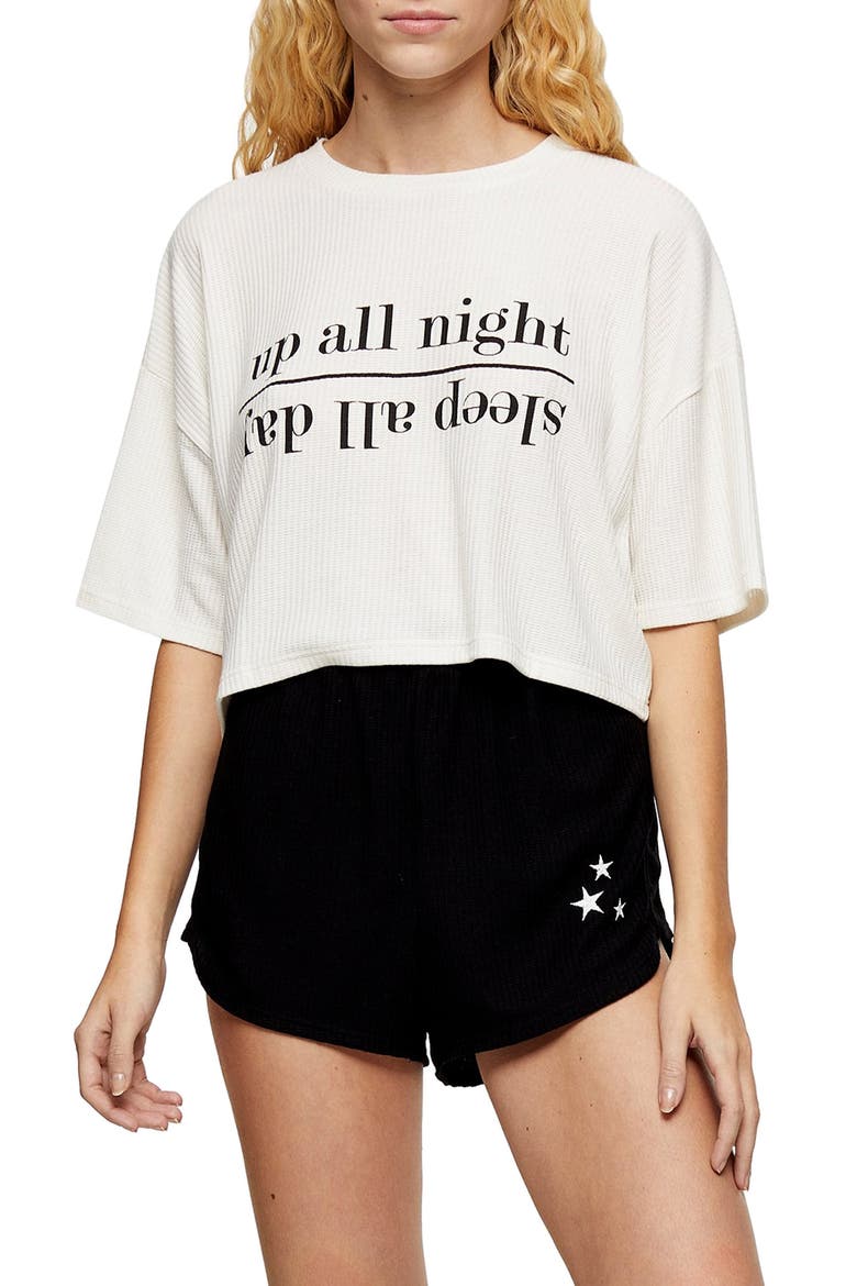 Up All Night Thermal Short Pajamas, Main, color, OATMEAL MULTI