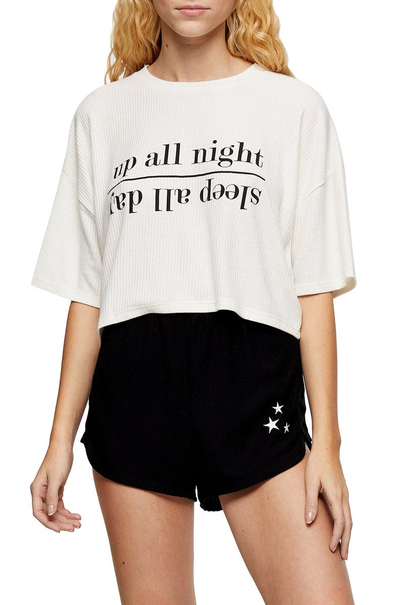 Topshop Up All Night Thermal Short Pajamas, Main, color, 