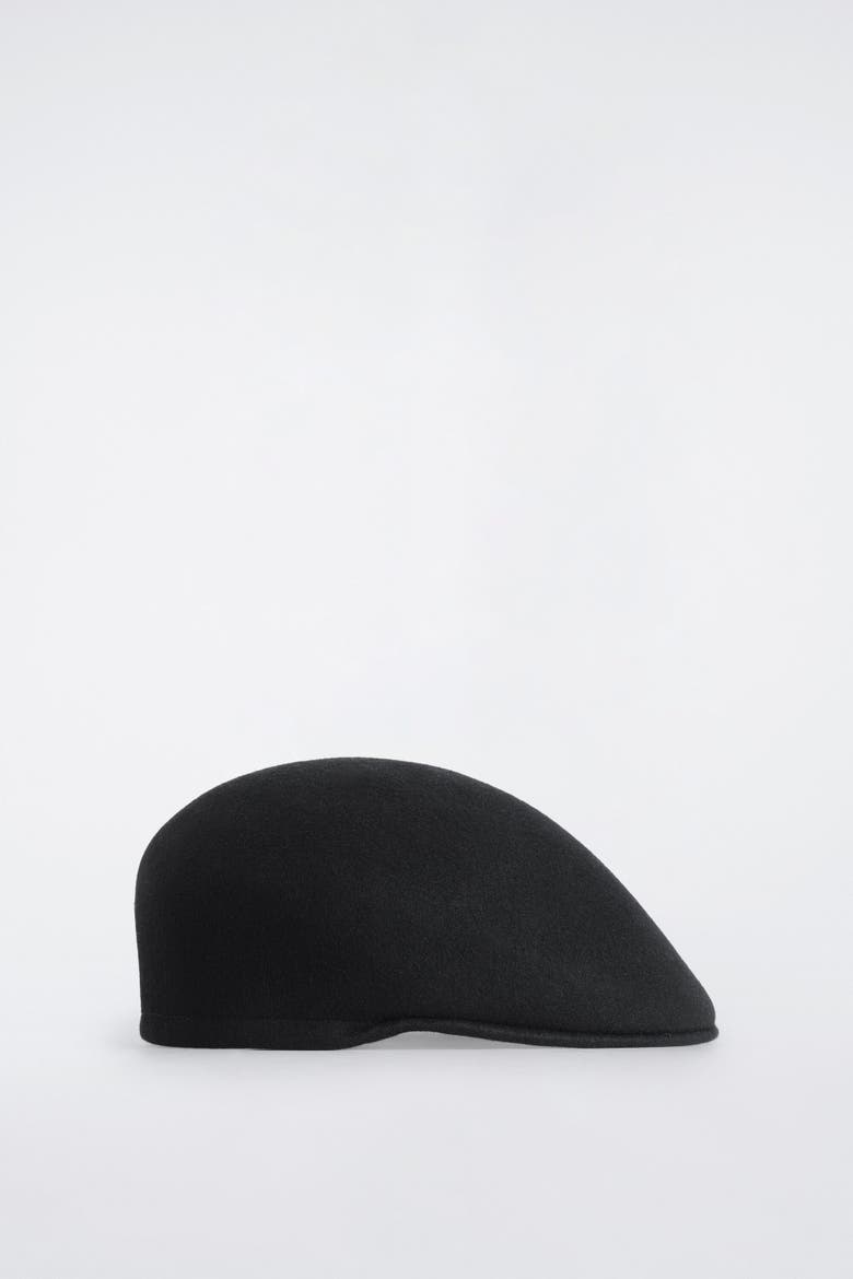 Wool Flat Cap, Alternate, color, BLACK