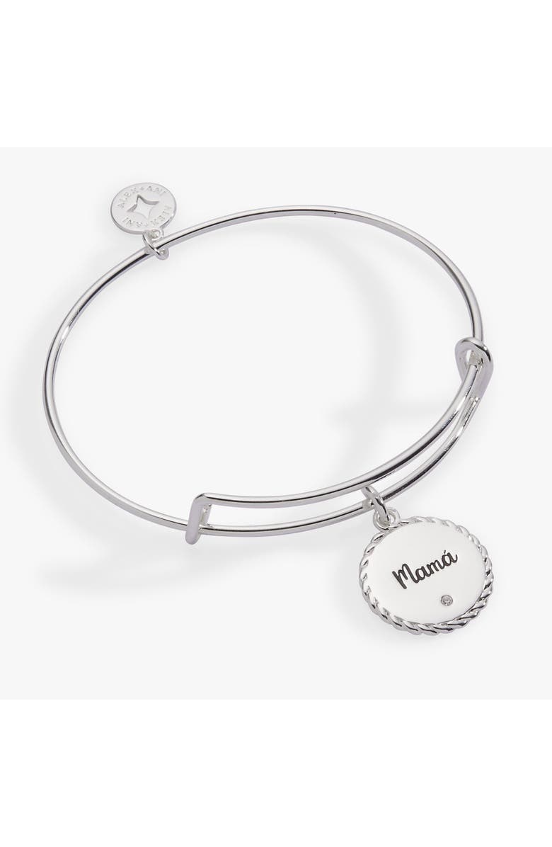Alex and Ani Mamá Charm Bangle Bracelet, Main, color, Silver