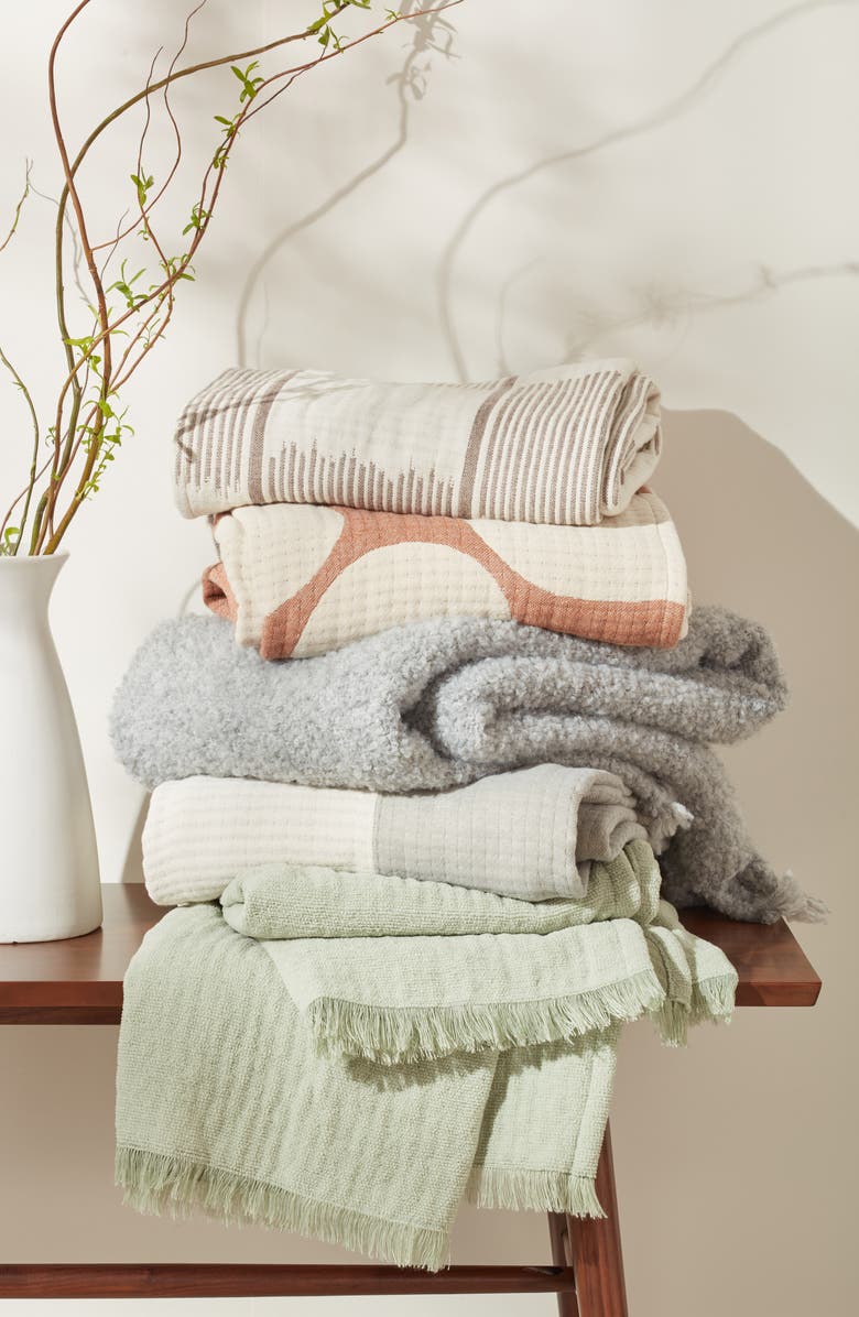 Nordstrom Colorblock Cotton Throw Blanket, Alternate, color,