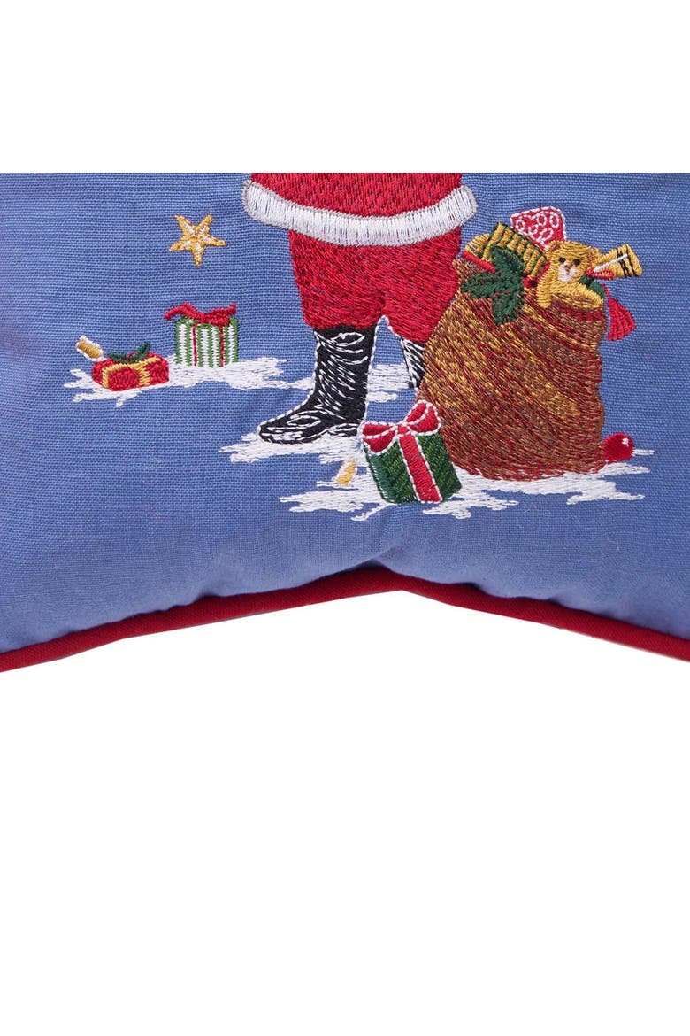 Santa and Cardinal Christmas Throw Pillow, 10" x 10", Alternate, color, Blue