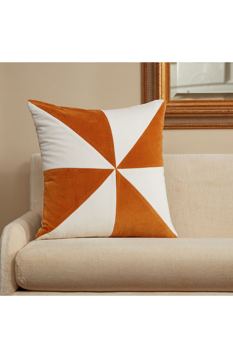 ROSELLI TRADING COMPANY Pinwheel Accent Pillow, Alternate, color, Gold/Ivory
